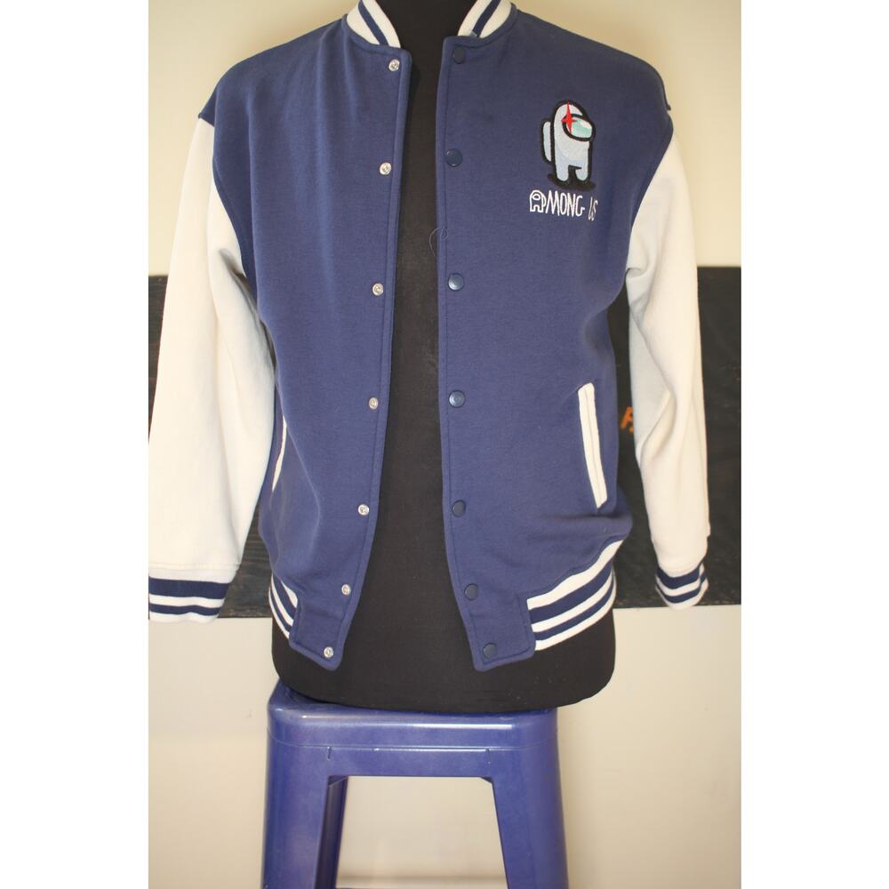 Zara Kids Among Us Embroidered Varsity Jacket Size 11–12 Youth Game Patch